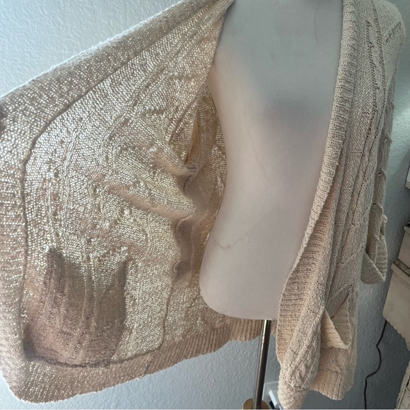 Sparrow Anthropologie cream cotton crocheted cardigan Size XS - Picture 10 of 12
